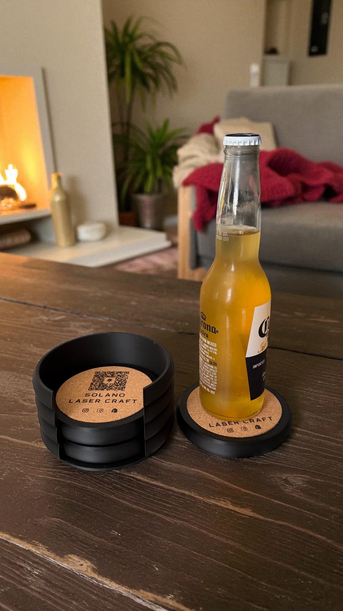 Coaster Set with Custom Cork insert