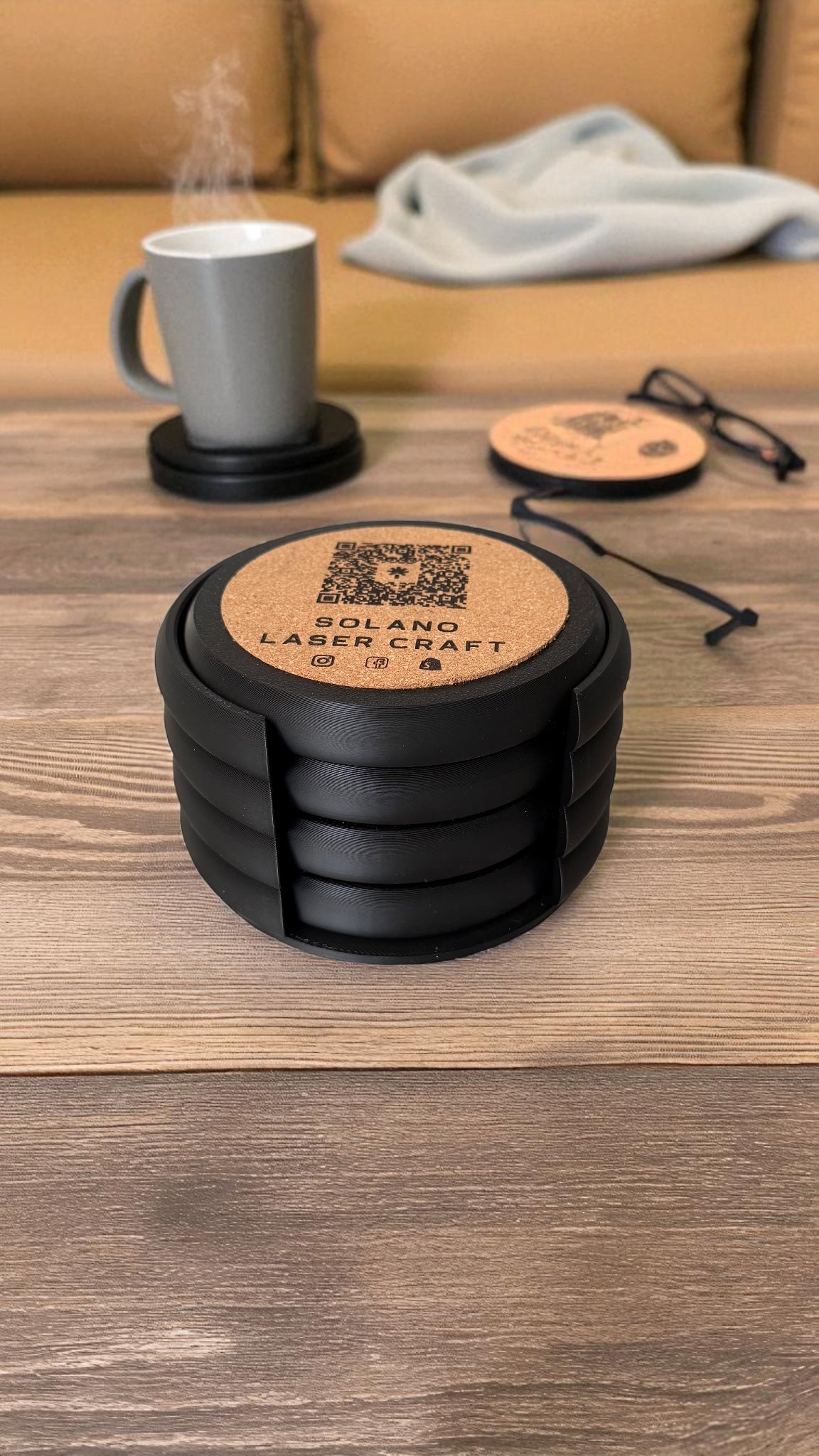 Coaster Set with Custom Cork insert