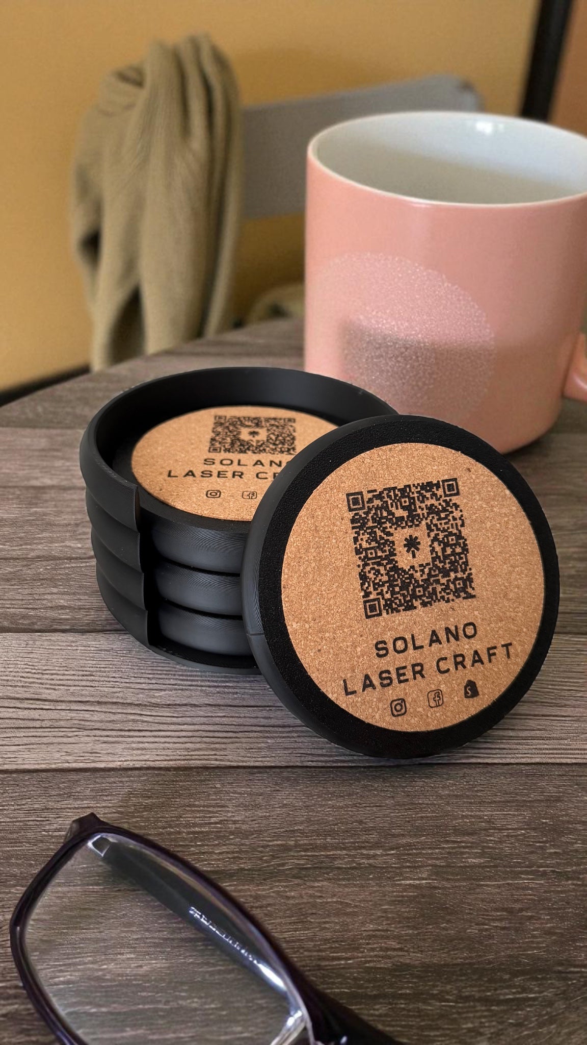 Coaster Set with Custom Cork insert