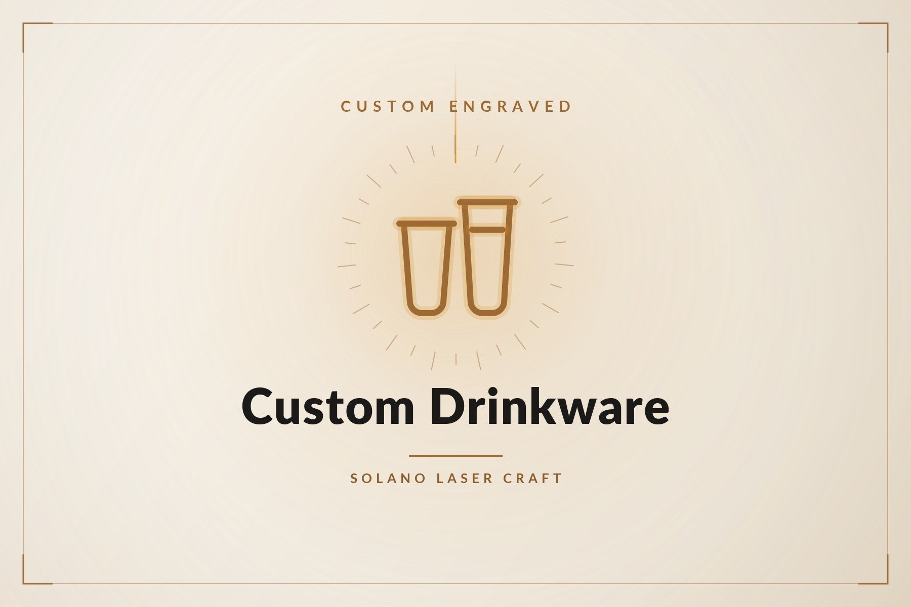 Custom Drinkware collection - laser engraved tumblers, water bottles and travel mugs from Solano Laser Craft
