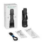 Warrior X 4 box contents: flashlight, holster, USB-C cable and manual
