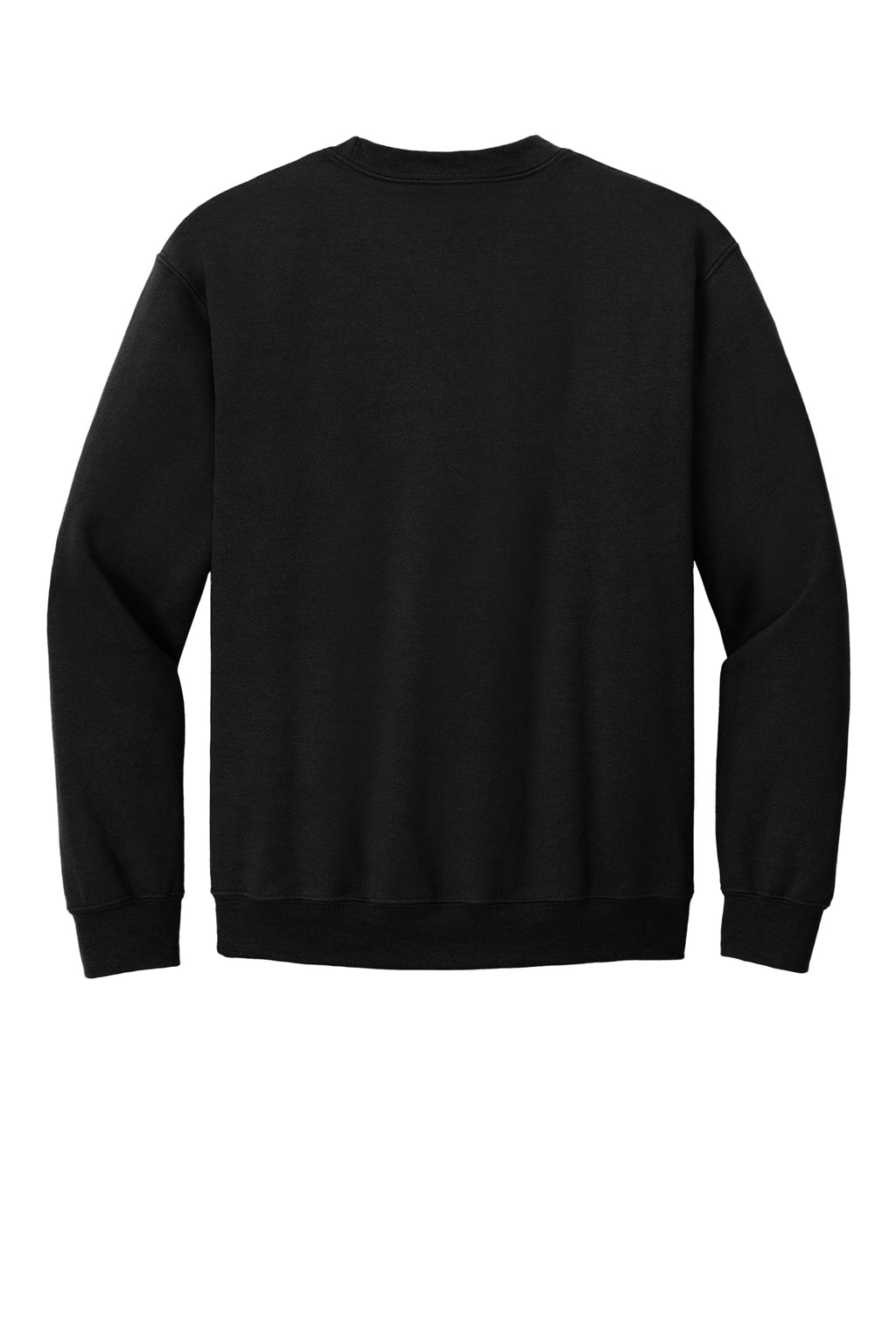 Black Gildan Heavy Blend crewneck sweatshirt, back view apparel-back variant-gildan-heavy-blend-black-s variant-gildan-heavy-blend-black-m variant-gildan-heavy-blend-black-l variant-gildan-heavy-blend-black-xl variant-gildan-heavy-blend-black-2xl variant-gildan-heavy-blend-black-3xl