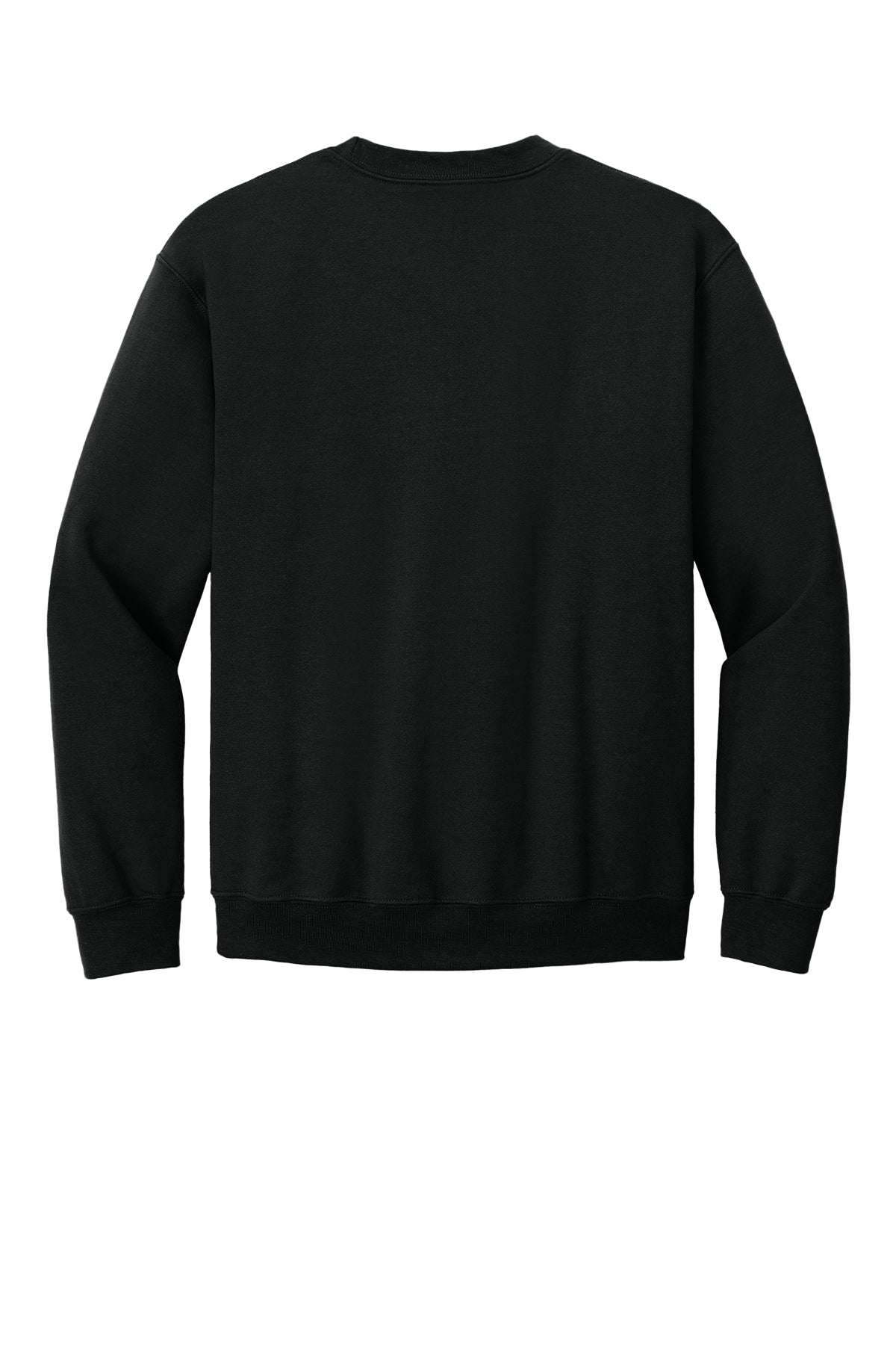 Black Gildan Heavy Blend crewneck sweatshirt, back view apparel-back variant-gildan-heavy-blend-black-s variant-gildan-heavy-blend-black-m variant-gildan-heavy-blend-black-l variant-gildan-heavy-blend-black-xl variant-gildan-heavy-blend-black-2xl variant-gildan-heavy-blend-black-3xl