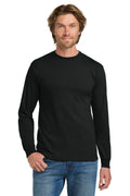 Black Gildan Heavy Cotton long sleeve t-shirt, front view variant-gildan-heavy-cotton-black-s variant-gildan-heavy-cotton-black-m variant-gildan-heavy-cotton-black-l variant-gildan-heavy-cotton-black-xl variant-gildan-heavy-cotton-black-2xl variant-gildan-heavy-cotton-black-3xl