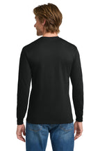 Black Gildan Heavy Cotton long sleeve t-shirt, back view apparel-back variant-gildan-heavy-cotton-black-s variant-gildan-heavy-cotton-black-m variant-gildan-heavy-cotton-black-l variant-gildan-heavy-cotton-black-xl variant-gildan-heavy-cotton-black-2xl variant-gildan-heavy-cotton-black-3xl