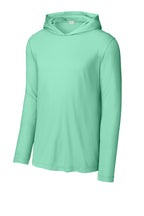 Seafoam adult sun hoodie, front view variant-adult-seafoam-s variant-adult-seafoam-m variant-adult-seafoam-l variant-adult-seafoam-xl variant-adult-seafoam-2xl variant-adult-seafoam-3xl
