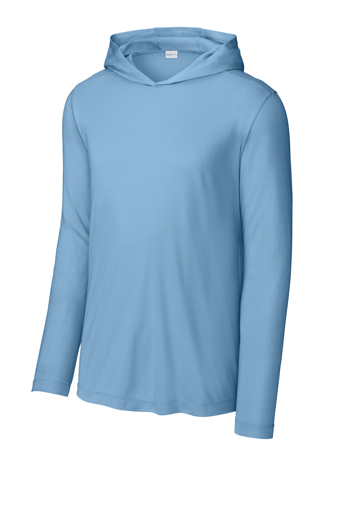 Light Blue adult sun hoodie, front view variant-adult-light-blue-s variant-adult-light-blue-m variant-adult-light-blue-l variant-adult-light-blue-xl variant-adult-light-blue-2xl variant-adult-light-blue-3xl