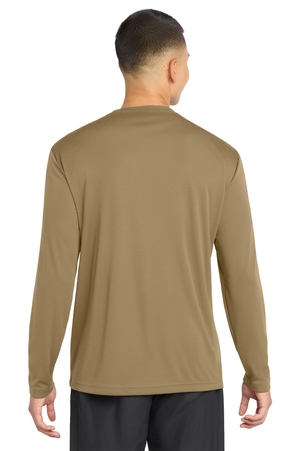 Coyote Brown Performance (Sport-Tek) long sleeve duty shirt, back view