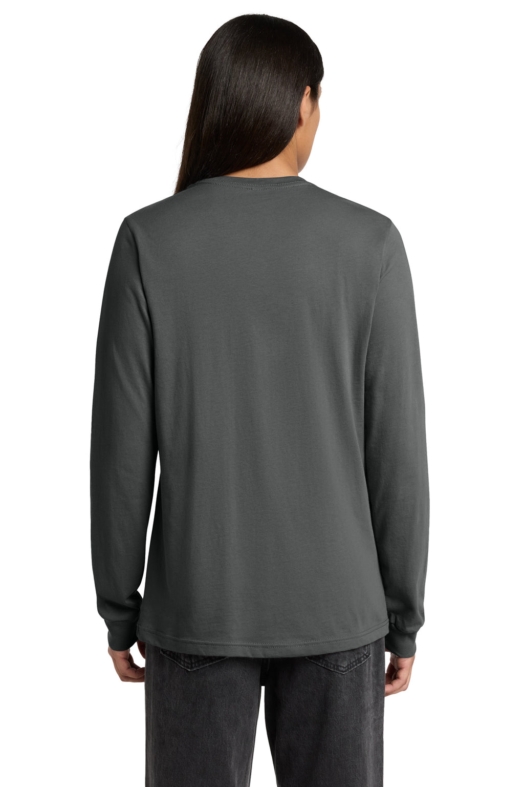 Charcoal Premium Cotton (Bella+Canvas) long sleeve duty shirt, back view