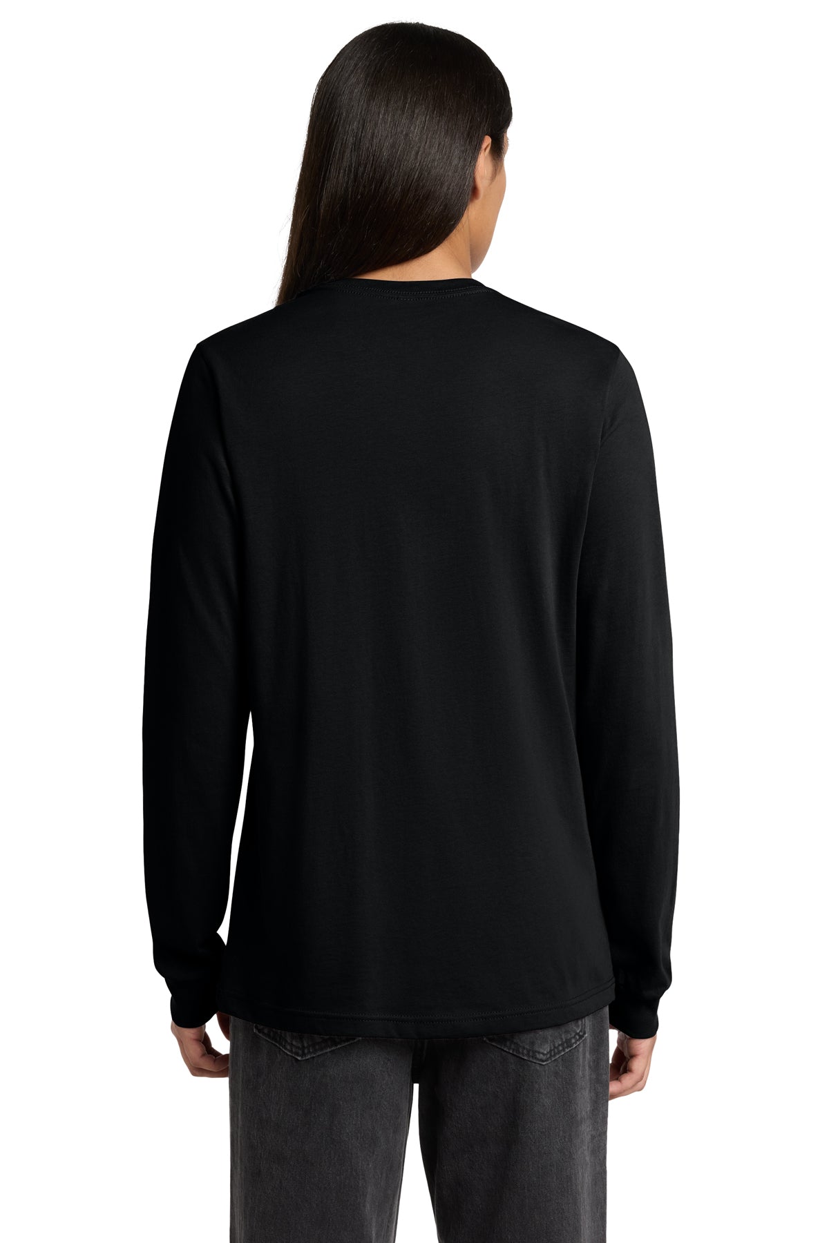 Black Premium Cotton (Bella+Canvas) long sleeve duty shirt, back view