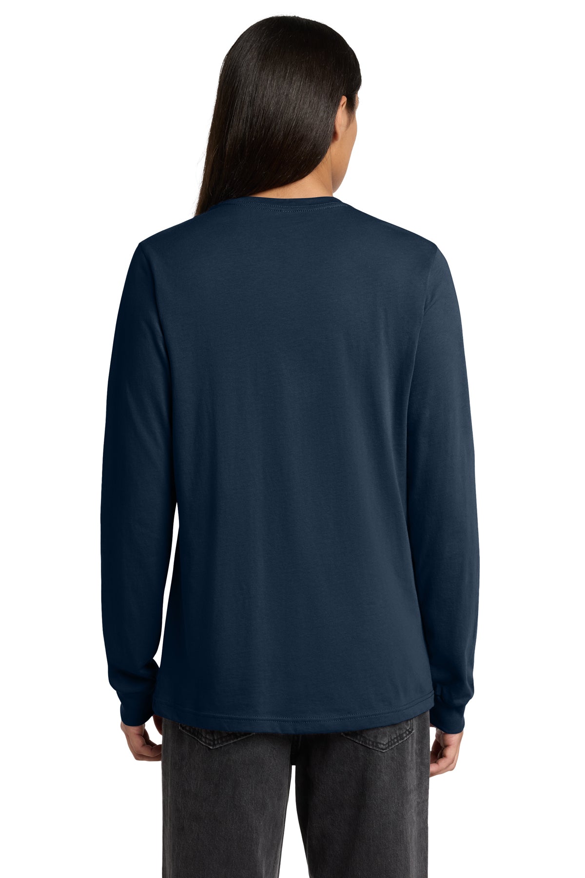 Navy Premium Cotton (Bella+Canvas) long sleeve duty shirt, back view