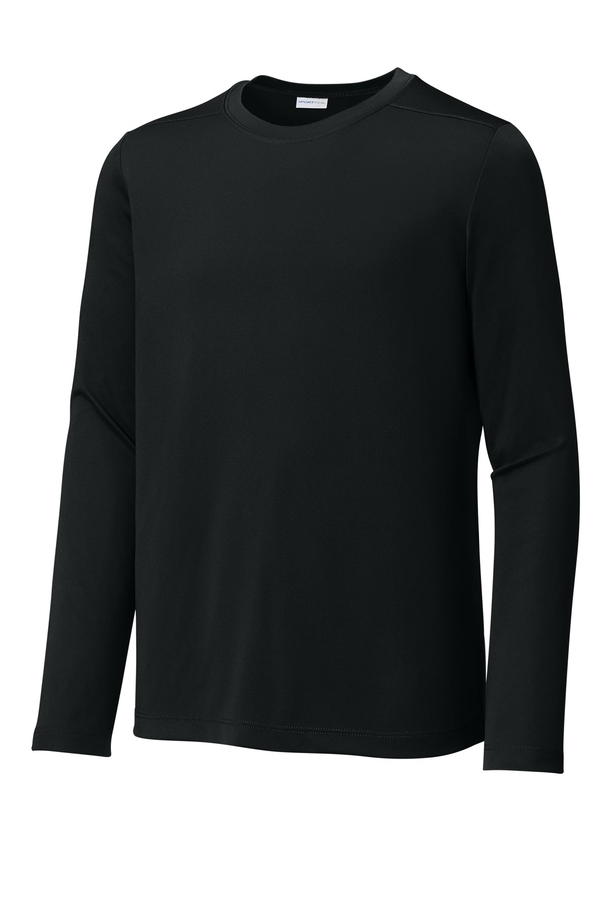 Black youth long sleeve sun shirt, front view variant-youth-black-youth-xs variant-youth-black-youth-s variant-youth-black-youth-m variant-youth-black-youth-l variant-youth-black-youth-xl