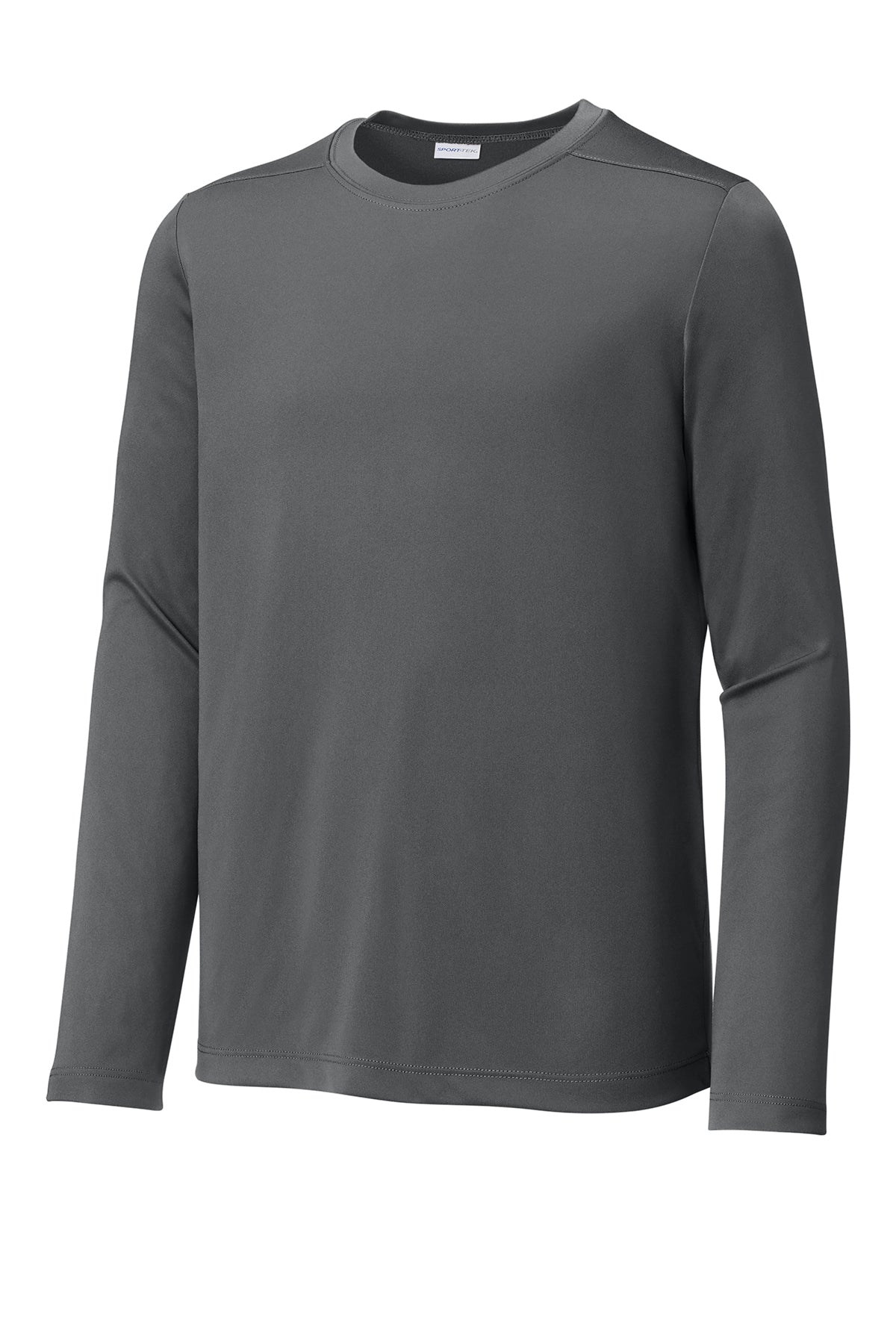 Smoke Grey youth long sleeve sun shirt, front view variant-youth-smoke-grey-youth-xs variant-youth-smoke-grey-youth-s variant-youth-smoke-grey-youth-m variant-youth-smoke-grey-youth-l variant-youth-smoke-grey-youth-xl