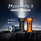 Olight Marauder 3 in Midnight Blue, Matte Black and Orange: 25,000 lumens and 1,000 m beam