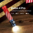 Baton 4 Pro Stars & Stripes Edition lit on a wooden table