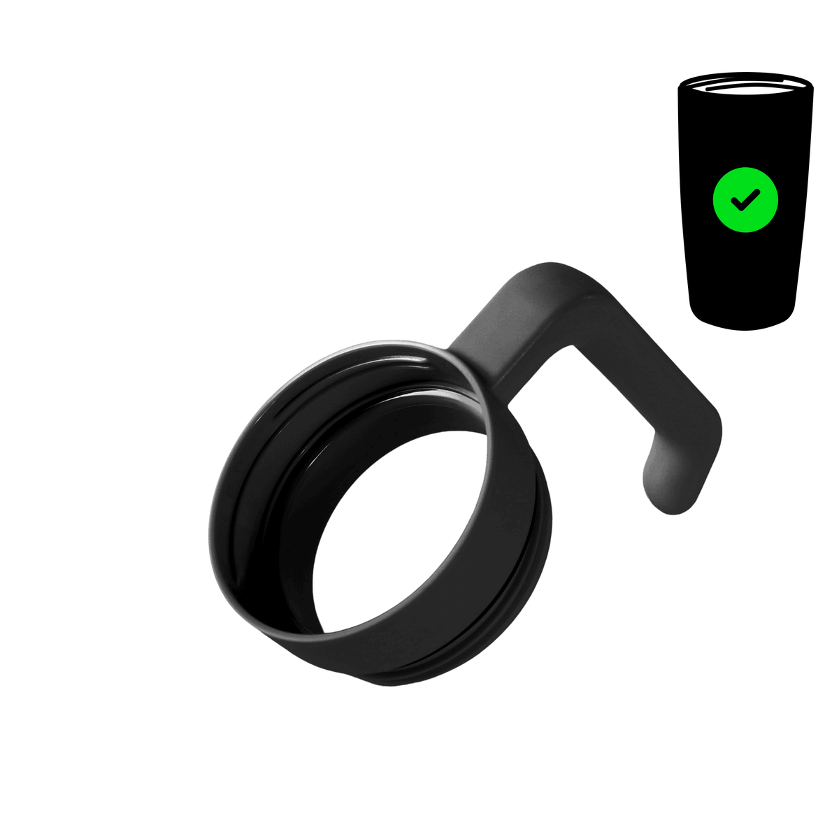 Black twist-on tumbler handle for the 20 oz. Classic Tumbler in powder coated stainless steel — custom engraved drinkware by Solano Laser Craft