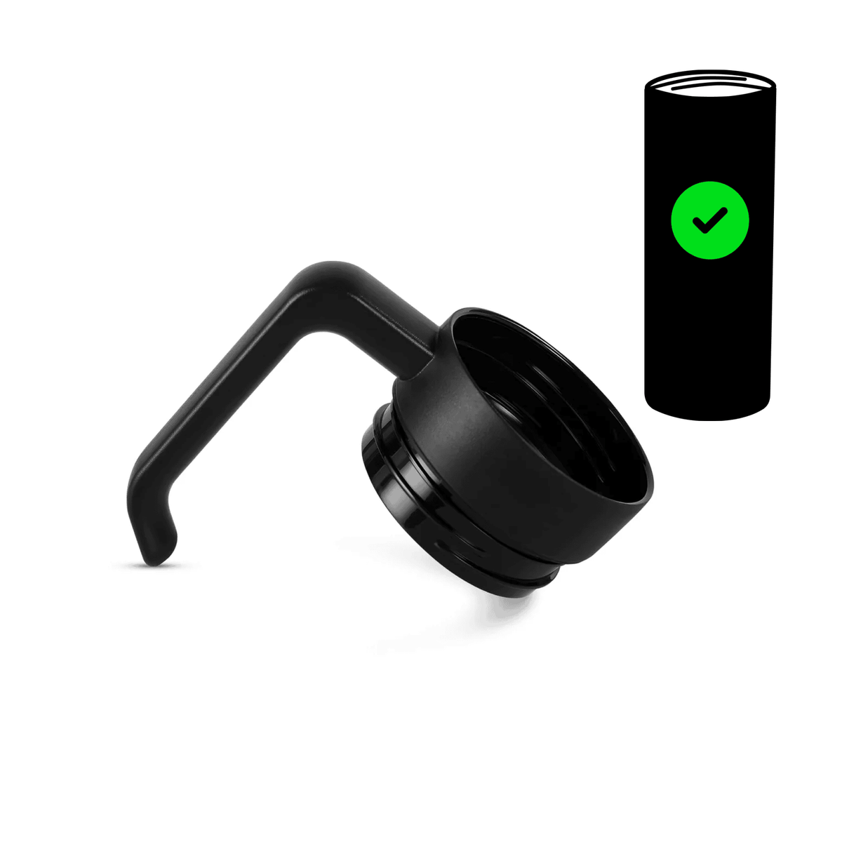 Black twist-on tumbler handle for the 20 oz. Skinny Tumbler in powder coated stainless steel — custom engraved drinkware by Solano Laser Craft