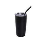 Black 20 oz. classic tumbler with straw