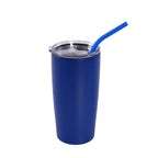 Blue 20 oz. classic tumbler with straw