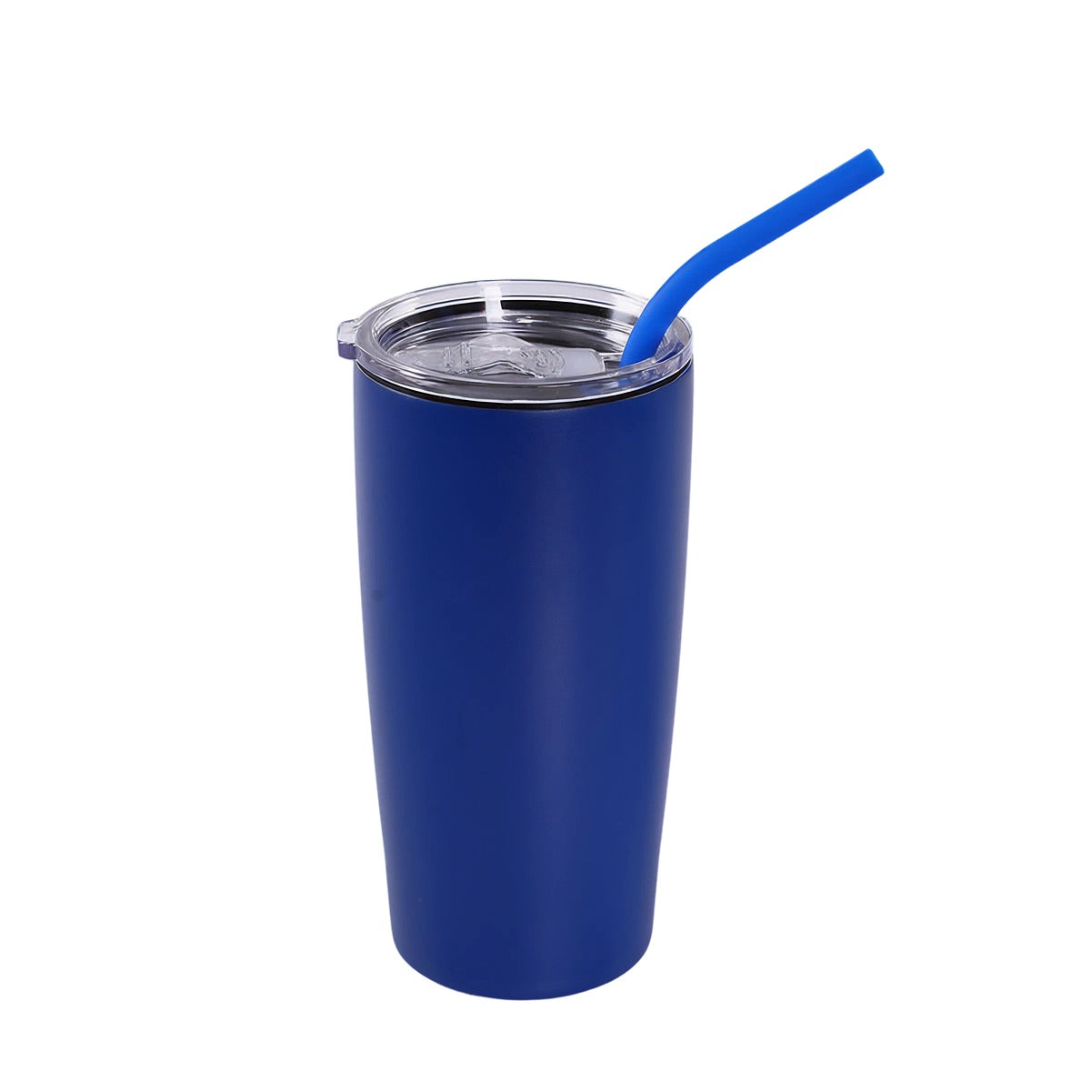 Blue 20 oz. classic tumbler with straw