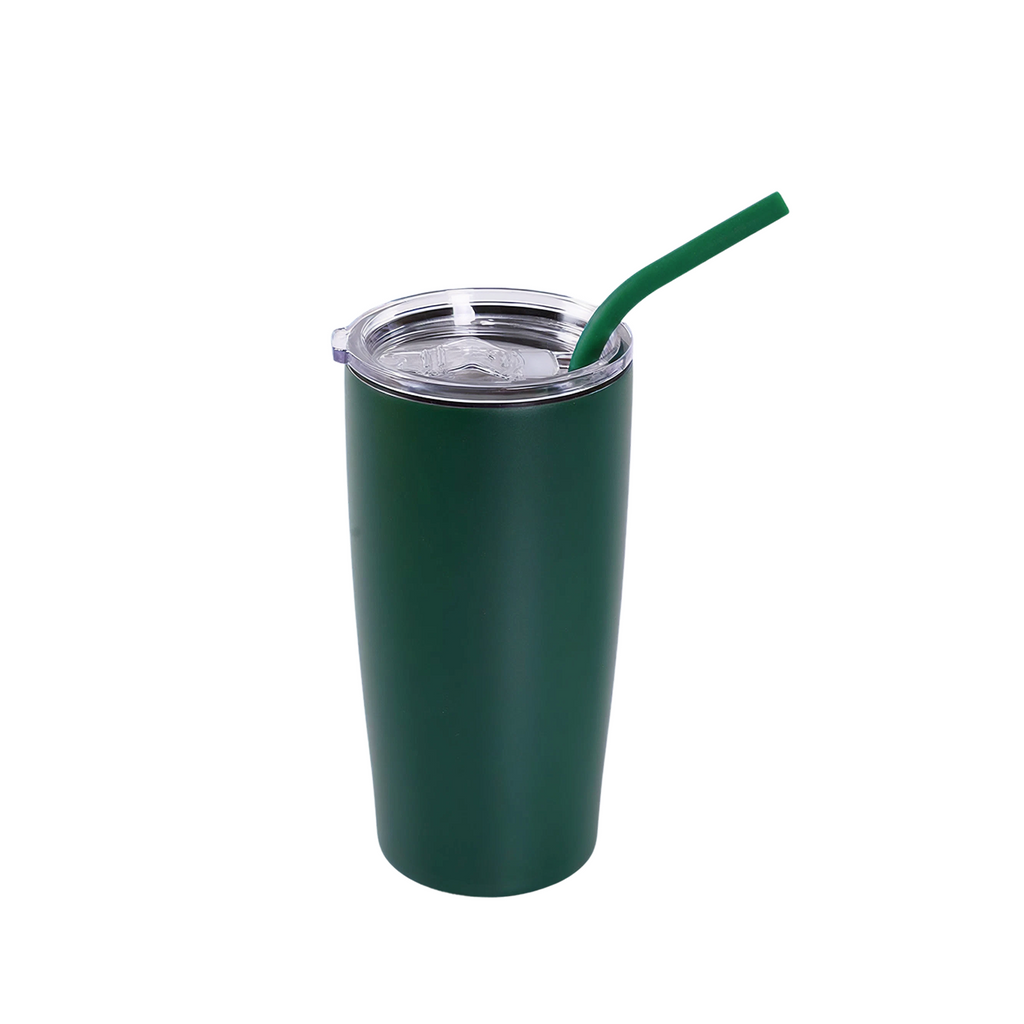 Green 20 oz. classic tumbler with straw