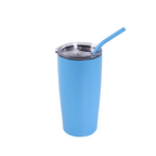 Light blue 20 oz. classic tumbler with straw