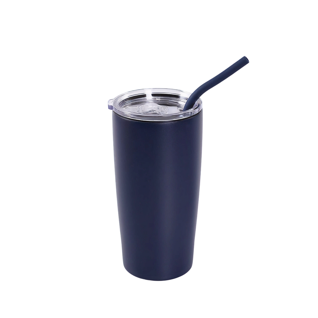 Navy 20 oz. classic tumbler with straw
