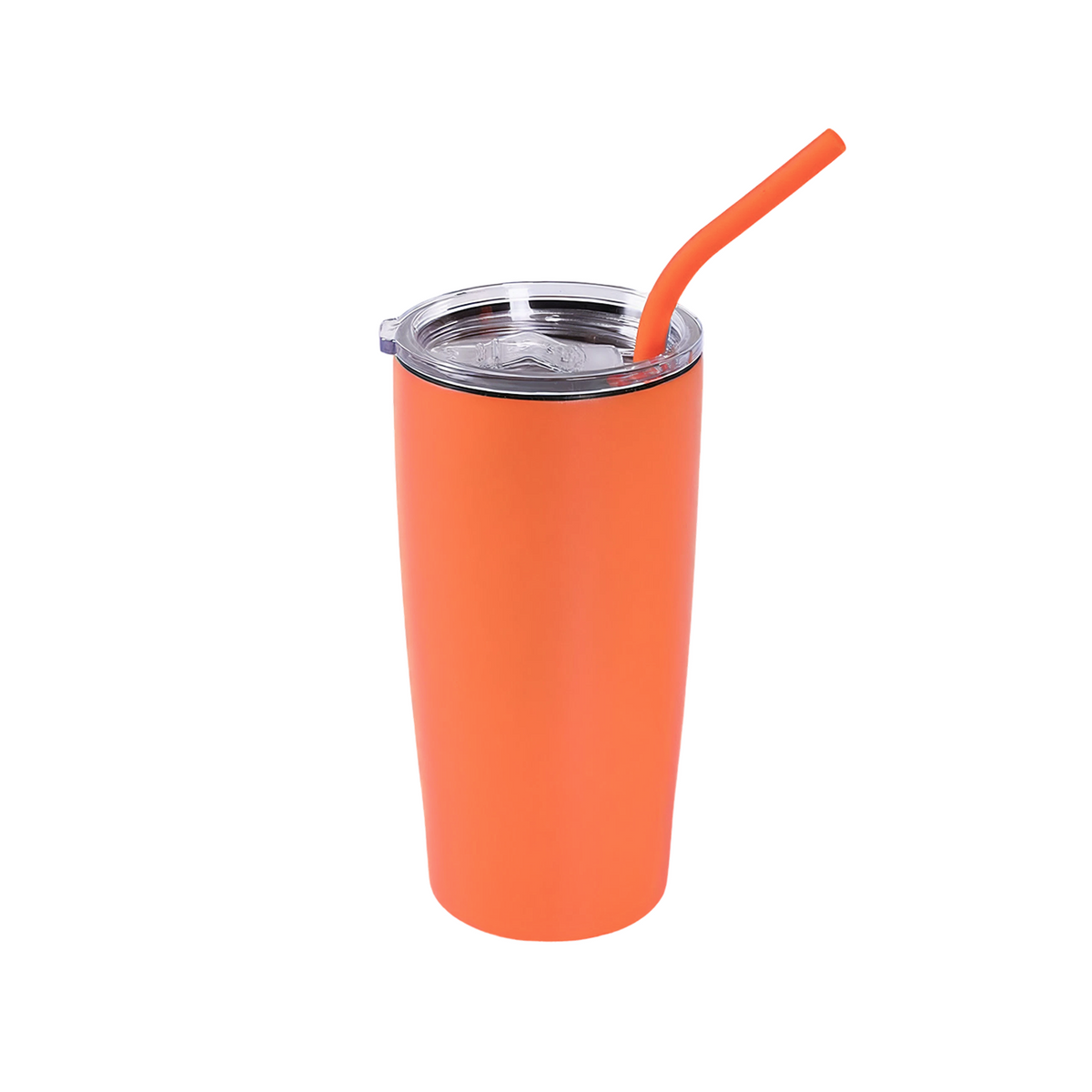 Orange 20 oz. classic tumbler with straw