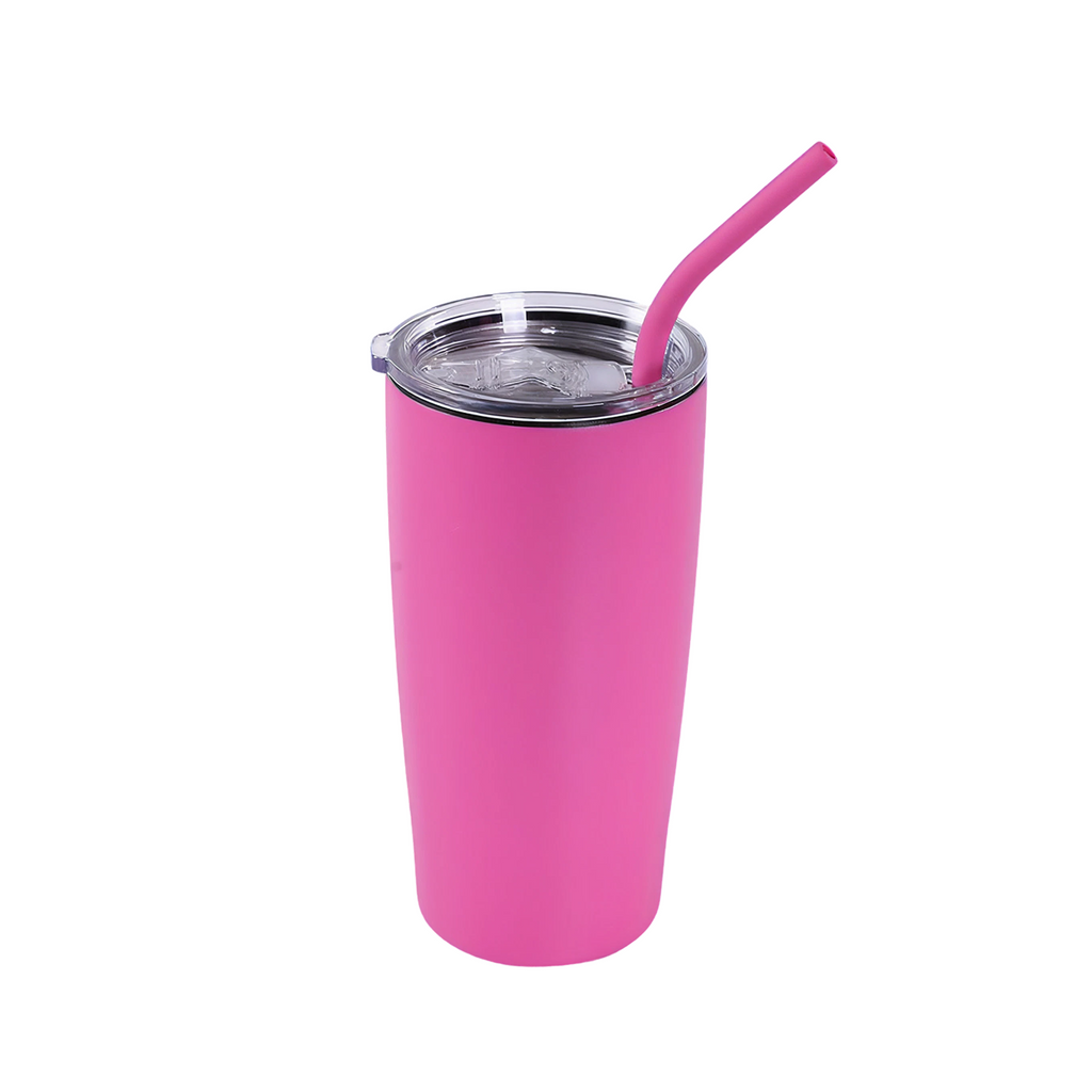 Pink 20 oz. classic tumbler with straw