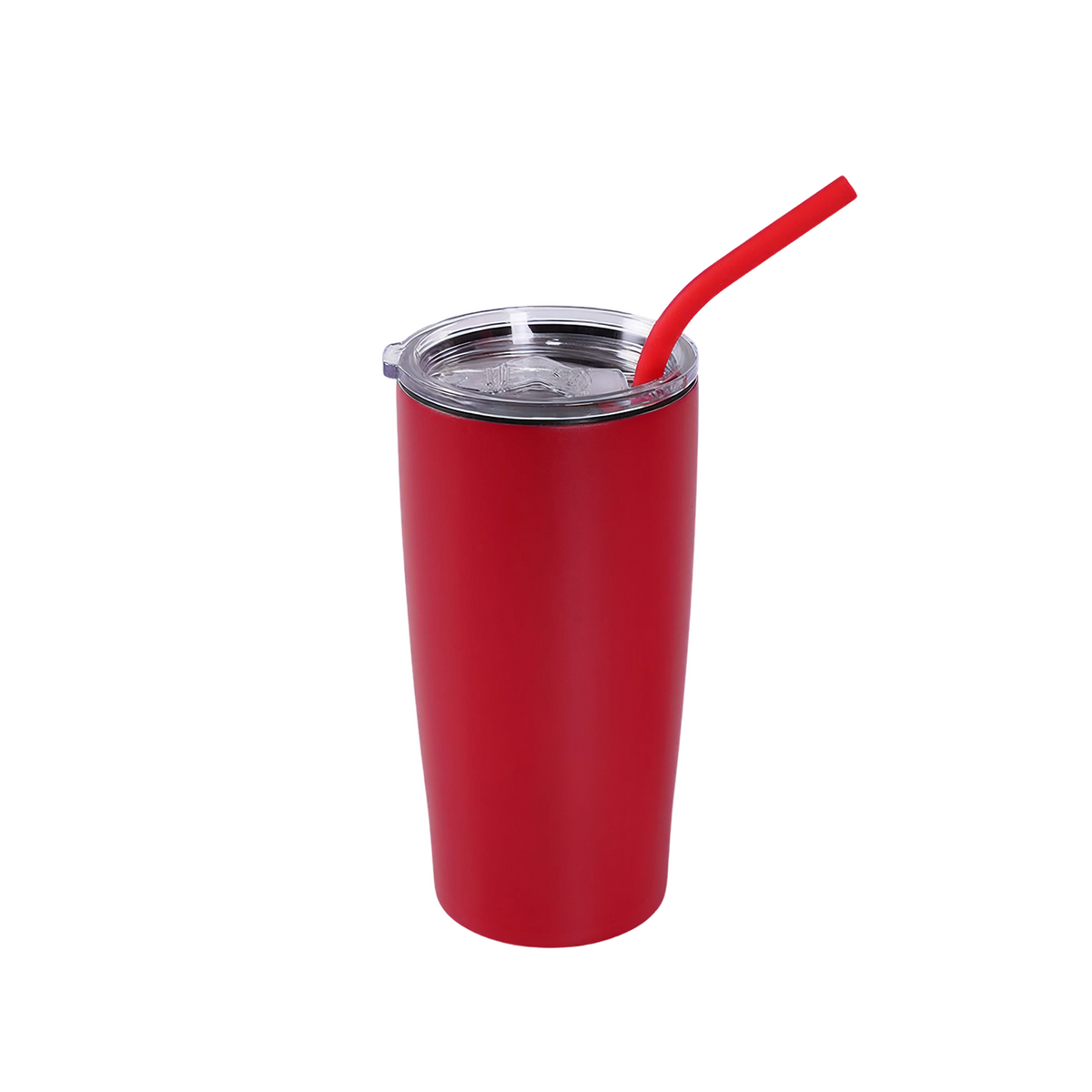 Red 20 oz. classic tumbler with straw