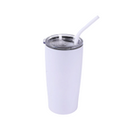 White 20 oz. classic tumbler with straw