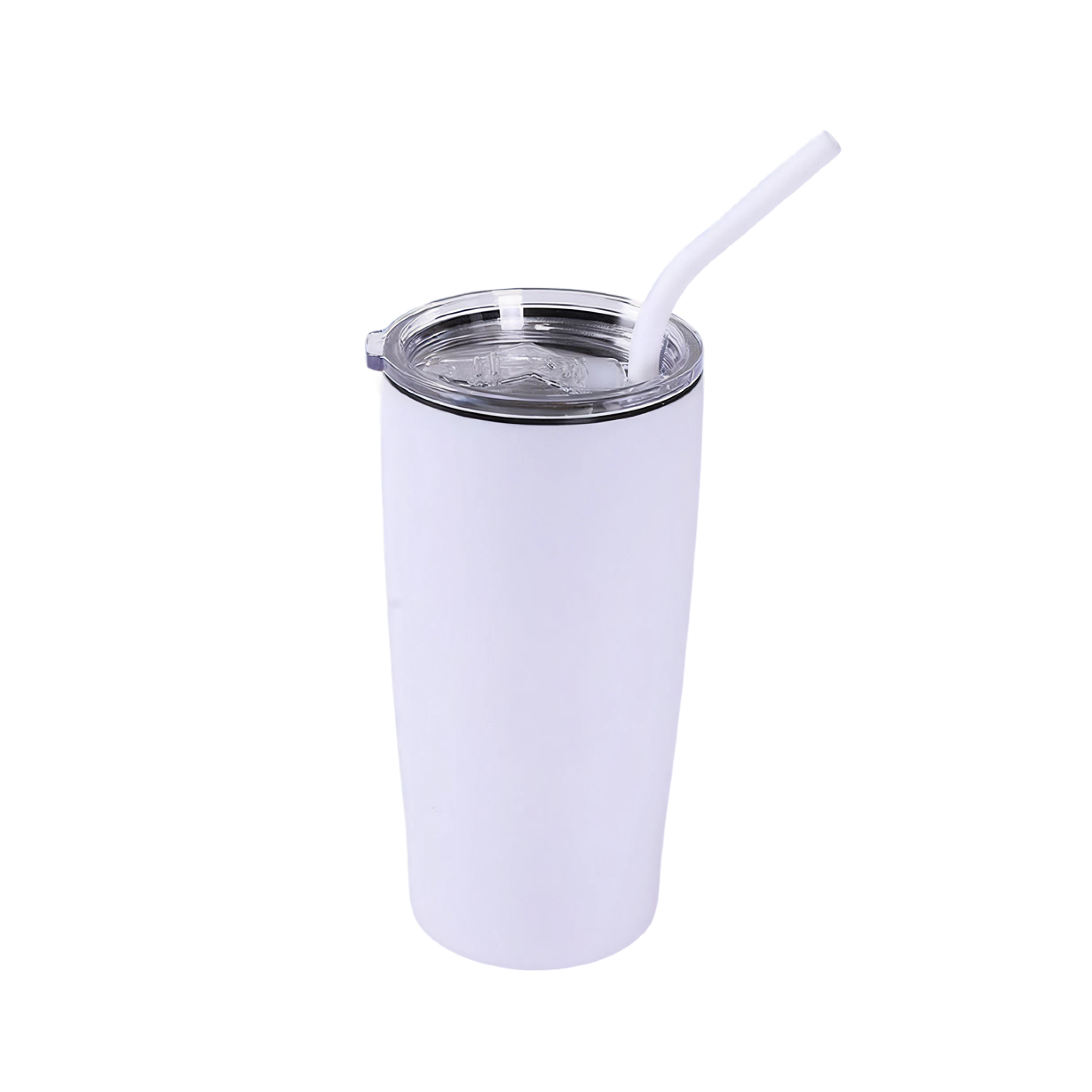 White 20 oz. classic tumbler with straw