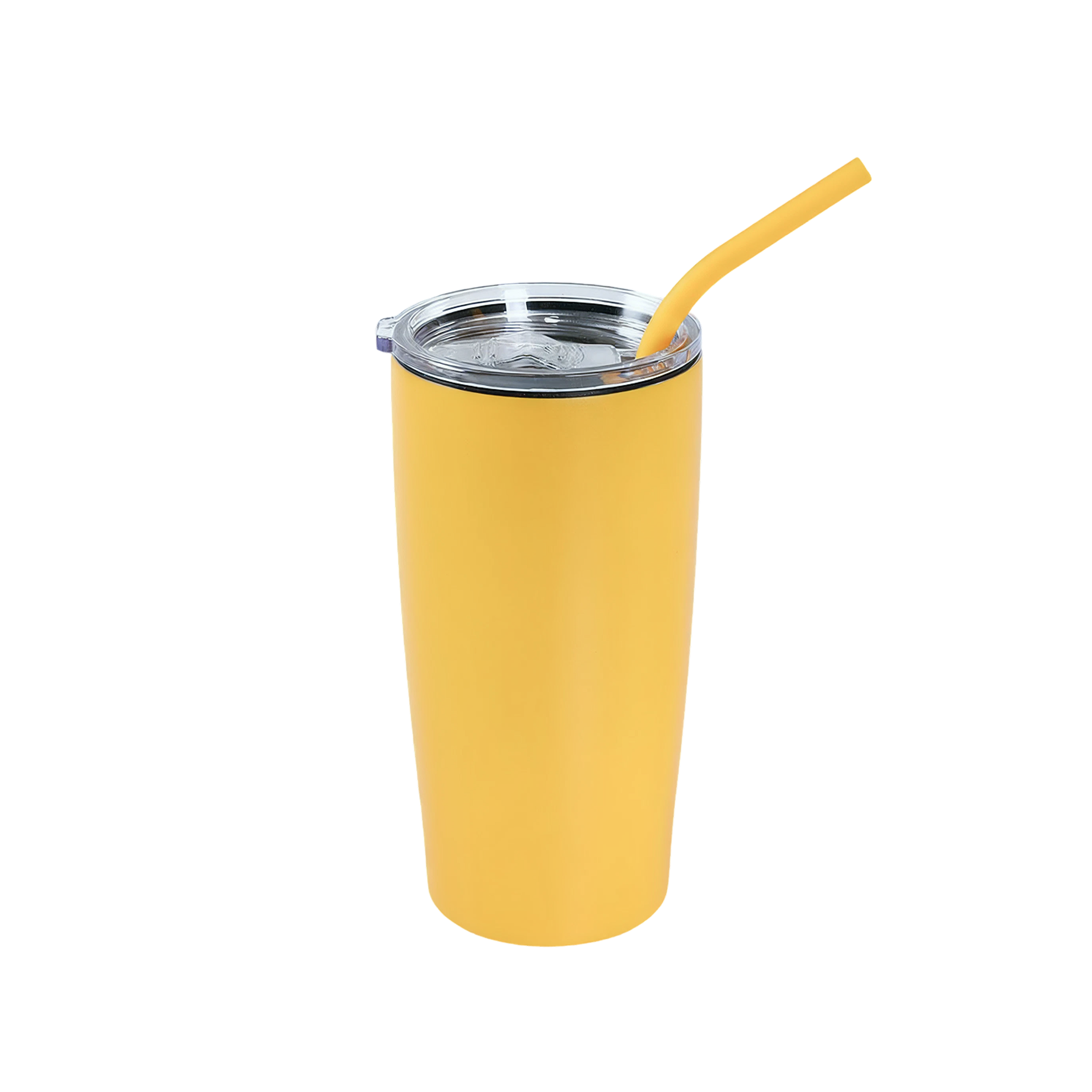 Yellow 20 oz. classic tumbler with straw