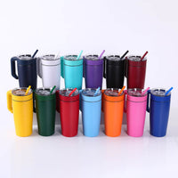 20 oz. Classic Tumbler with twist-on handle in double wall vacuum insulated stainless steel — custom engraved tumbler by Solano Laser Craft