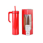 Red 20 oz. skinny tumbler with a matching twist-on handle and gift box
