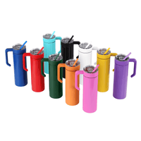 20 oz. Skinny Tumbler with twist-on handle in powder coated stainless steel — custom engraved tumbler by Solano Laser Craft
