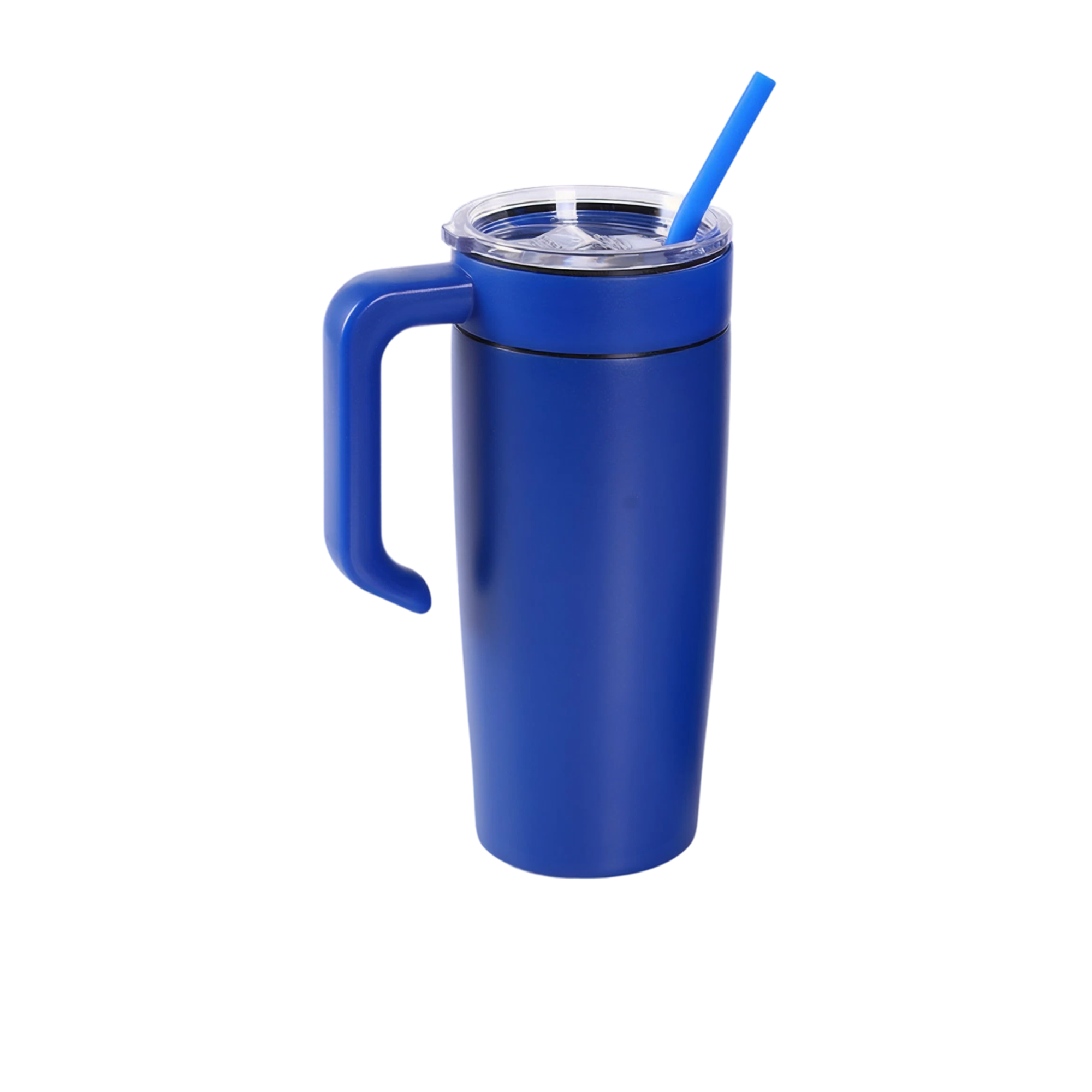 Blue 20 oz. classic tumbler with a matching twist-on handle