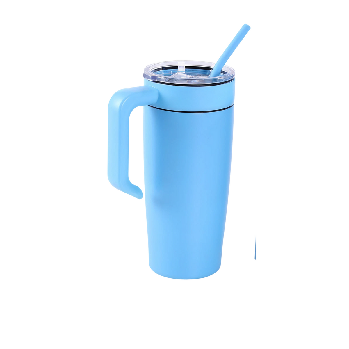 Light blue 20 oz. classic tumbler with a matching twist-on handle