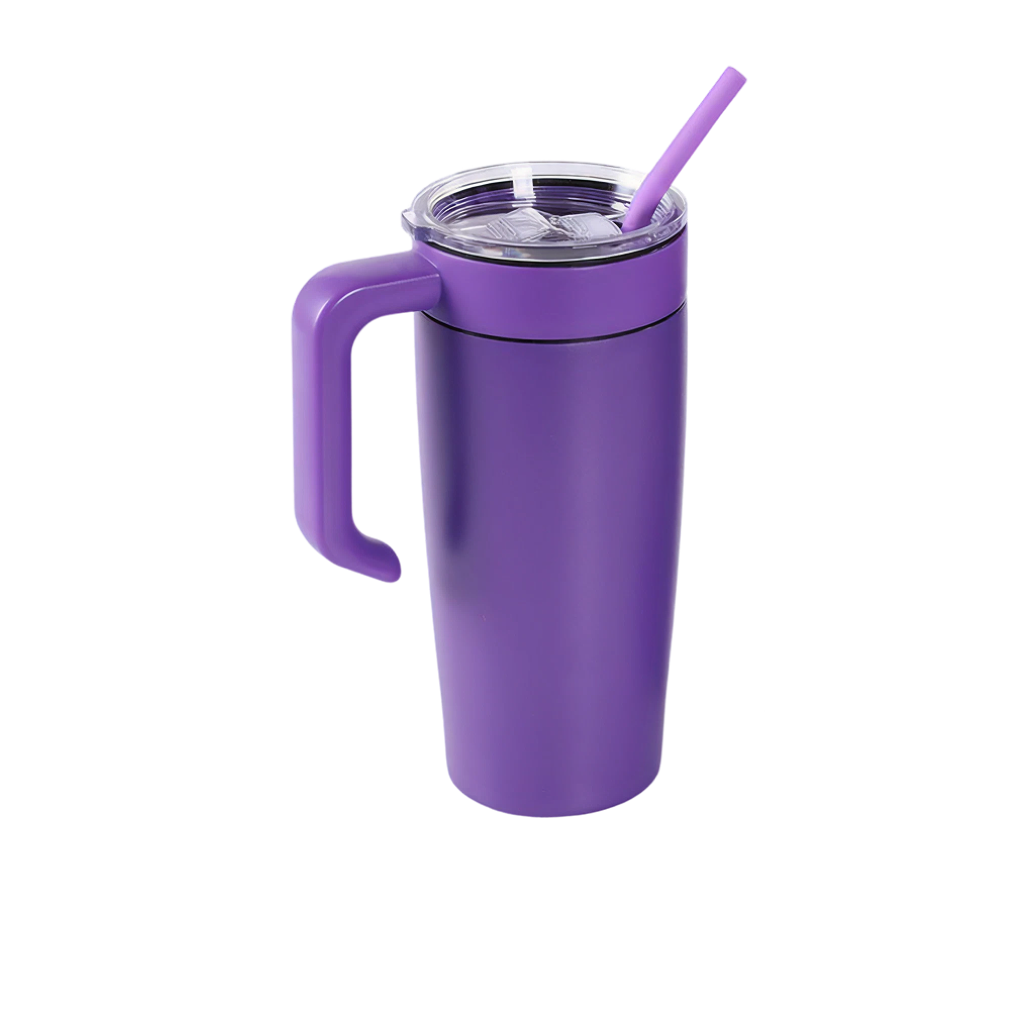 Purple 20 oz. classic tumbler with a matching twist-on handle