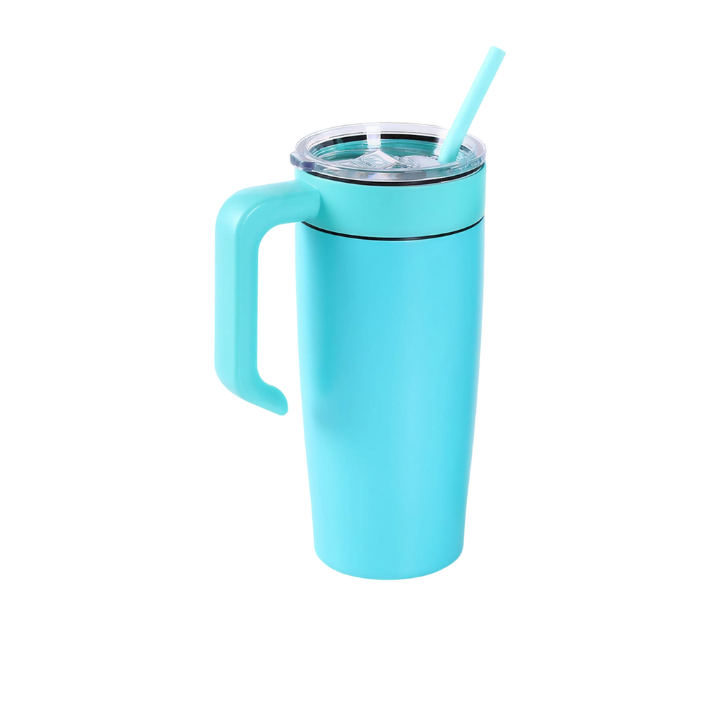 Teal 20 oz. classic tumbler with a matching twist-on handle