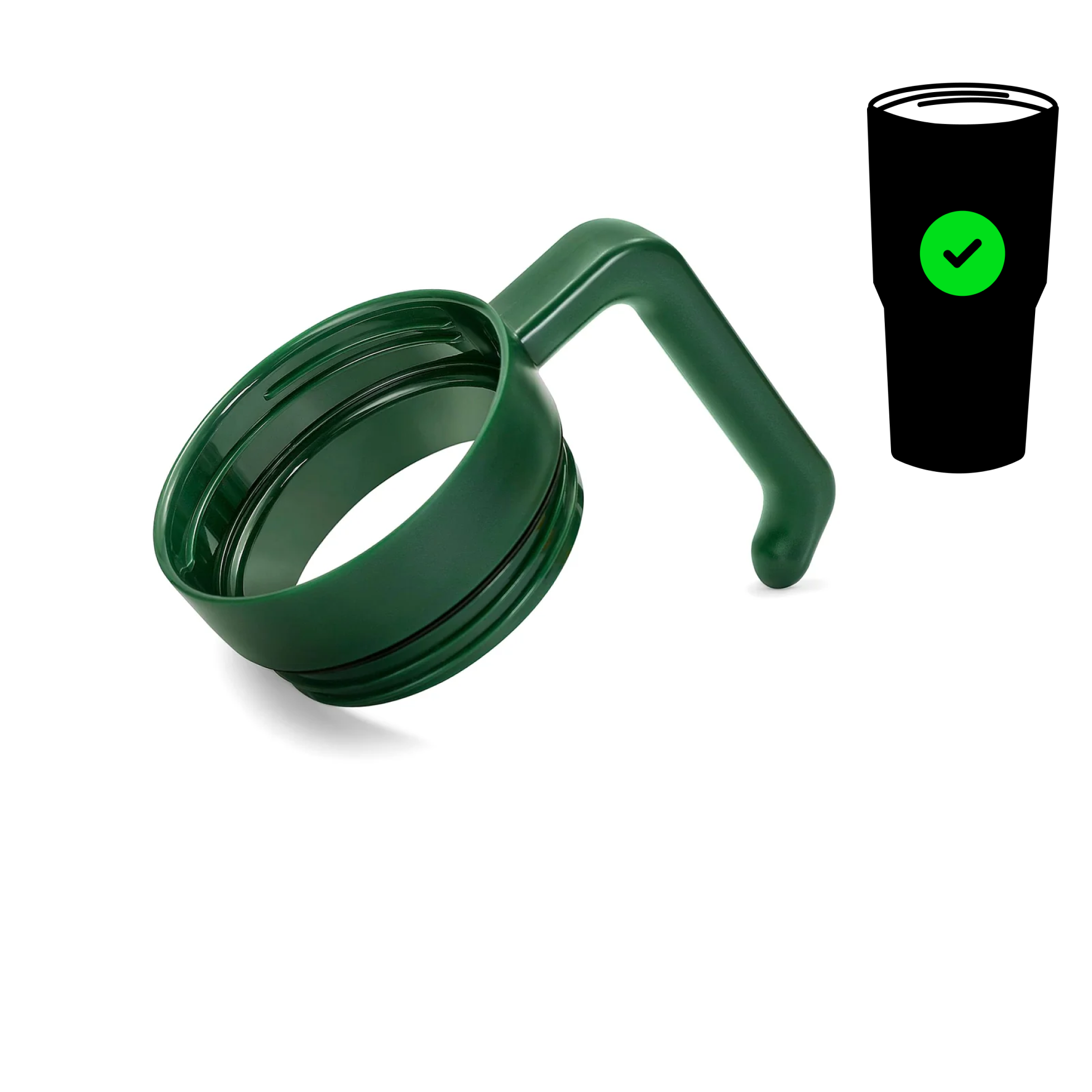 Green twist-on tumbler handle for 30 oz. and 40 oz. tumblers