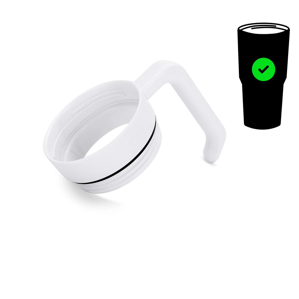 White twist-on tumbler handle for 30 oz. and 40 oz. tumblers