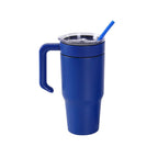 Blue 30 oz. tumbler with a matching twist-on handle and straw