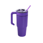 Purple 30 oz. tumbler with a matching twist-on handle and straw