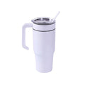 White 30 oz. tumbler with a matching twist-on handle and straw