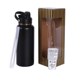 Black 32 oz. water bottle with a gold plated finish and gift box