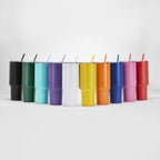 Powder coated 40 oz. Tumblers in multiple colors, double wall stainless steel — custom engraved tumblers by Solano Laser Craft