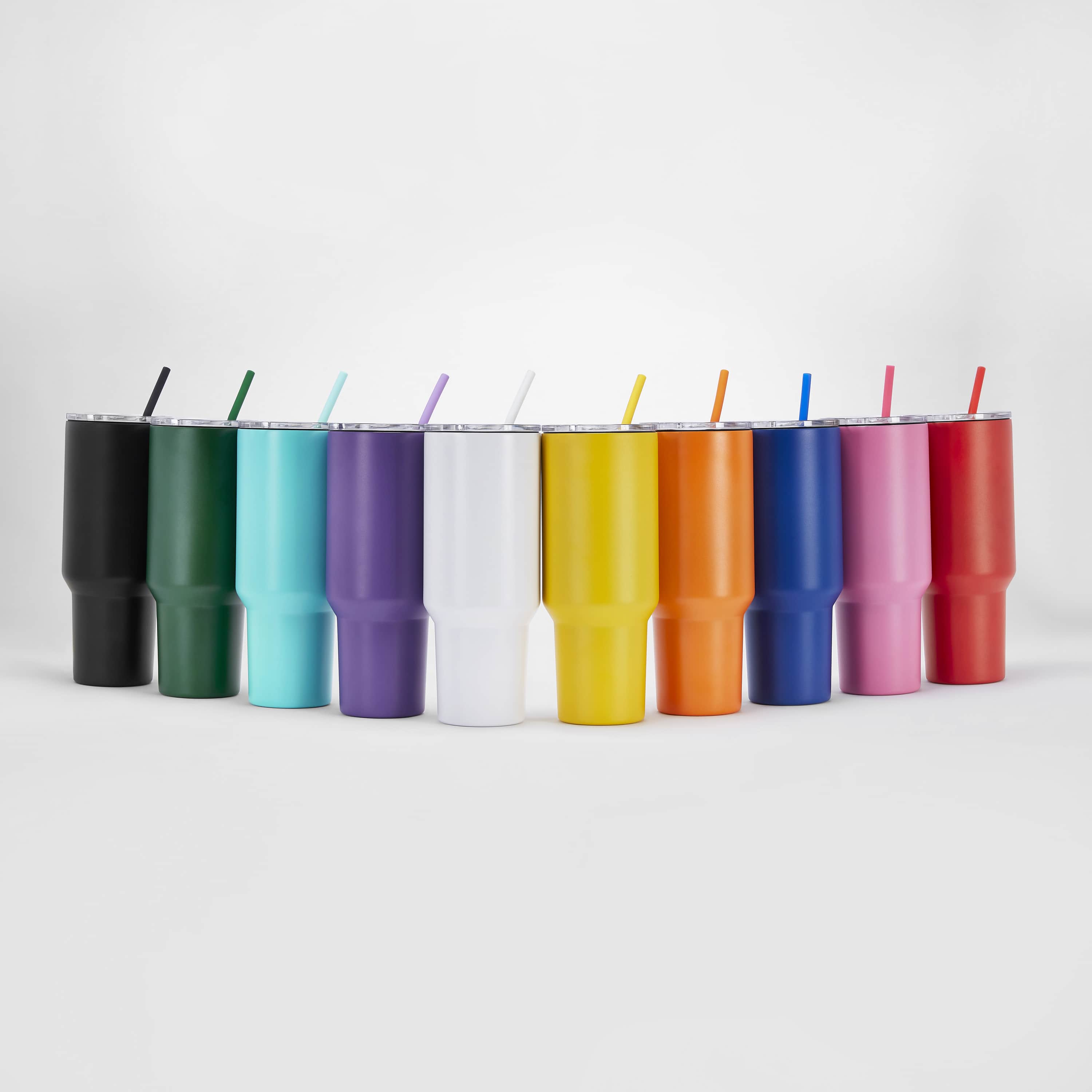Powder coated 40 oz. Tumblers in multiple colors, double wall stainless steel — custom engraved tumblers by Solano Laser Craft