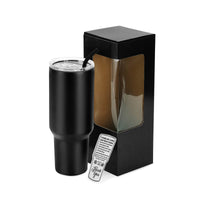 Black 40 oz. Tumbler in powder coated stainless steel — custom engraved tumbler by Solano Laser Craft