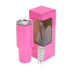 Pink 40 oz. powder coated tumbler with its gift box